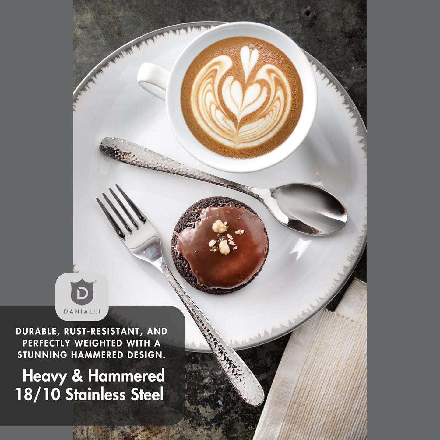 Hammered Silverware Set | Premium 18/10 Stainless Steel Flatware Service for 6 | Heavy-Duty & Dishwasher Safe | Built to Last (30-Piece, Fidenza Hammered)