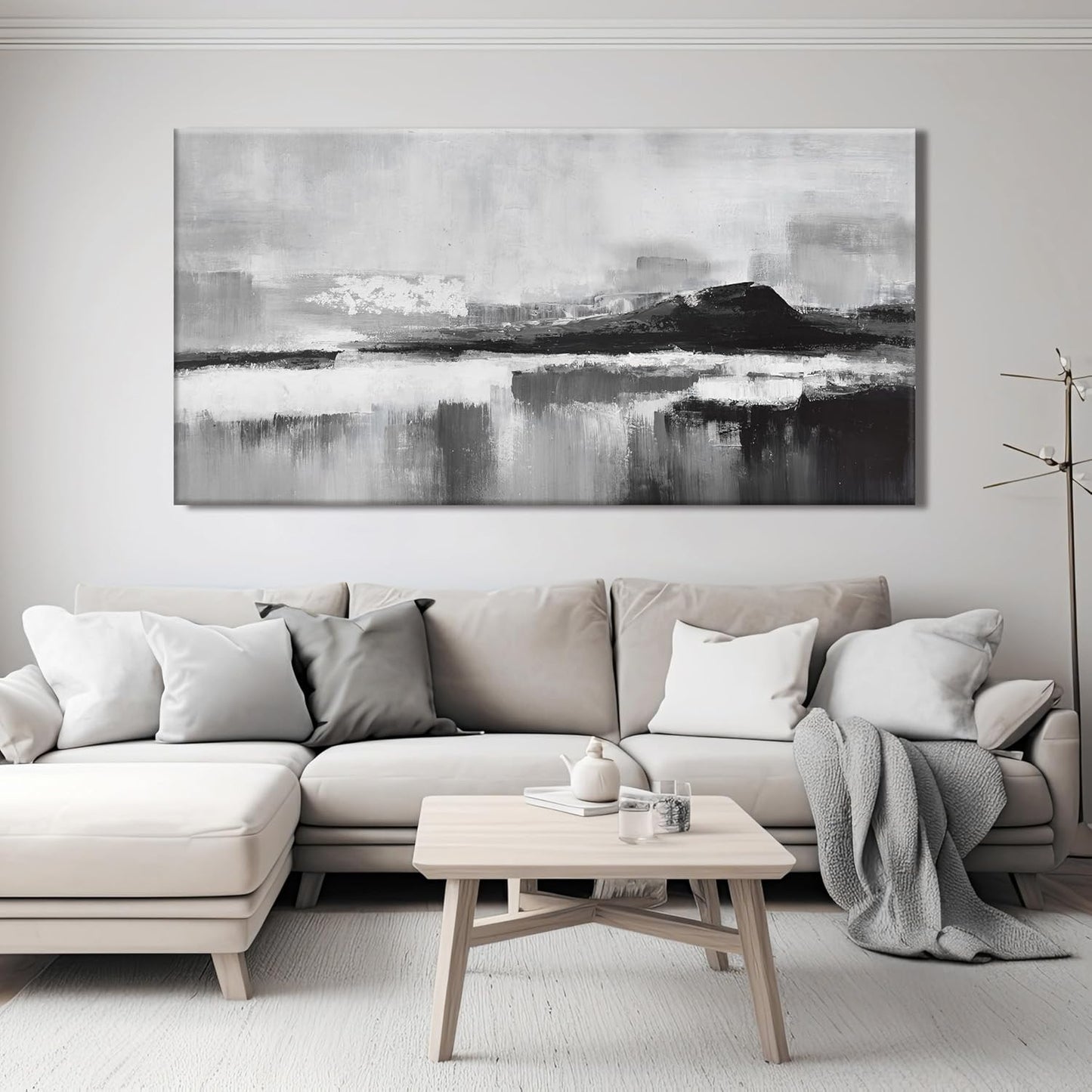 Abstract Wall Art Decor Modern paintings Wall Home Decor Wall Art Canvas Prints Black and White Wall Artwork for Living Room Bedroom Kitchen Office Decor 24"×48"