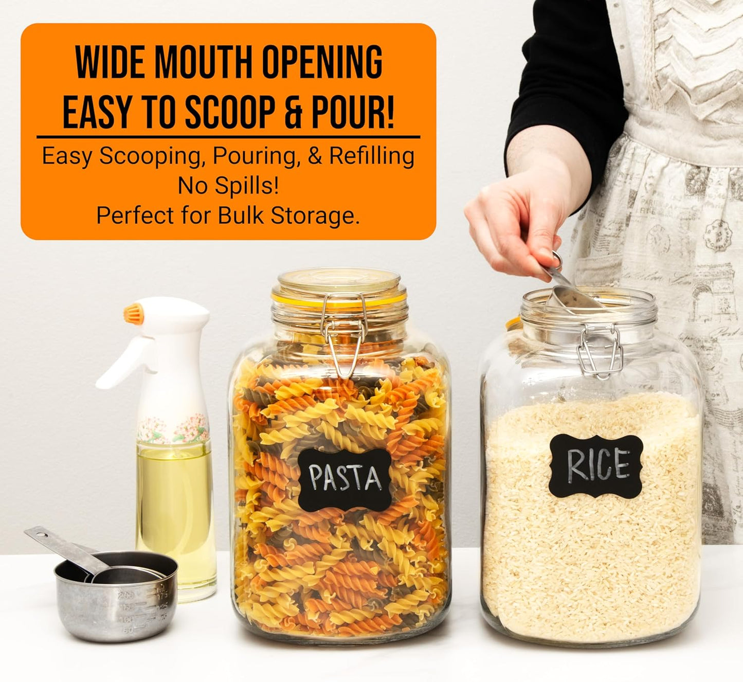 Galashield Glass Jars with Lids Food Storage Jars with Airtight Lids Leak Proof Glass Canisters Kitchen Jars [1 Gallon]