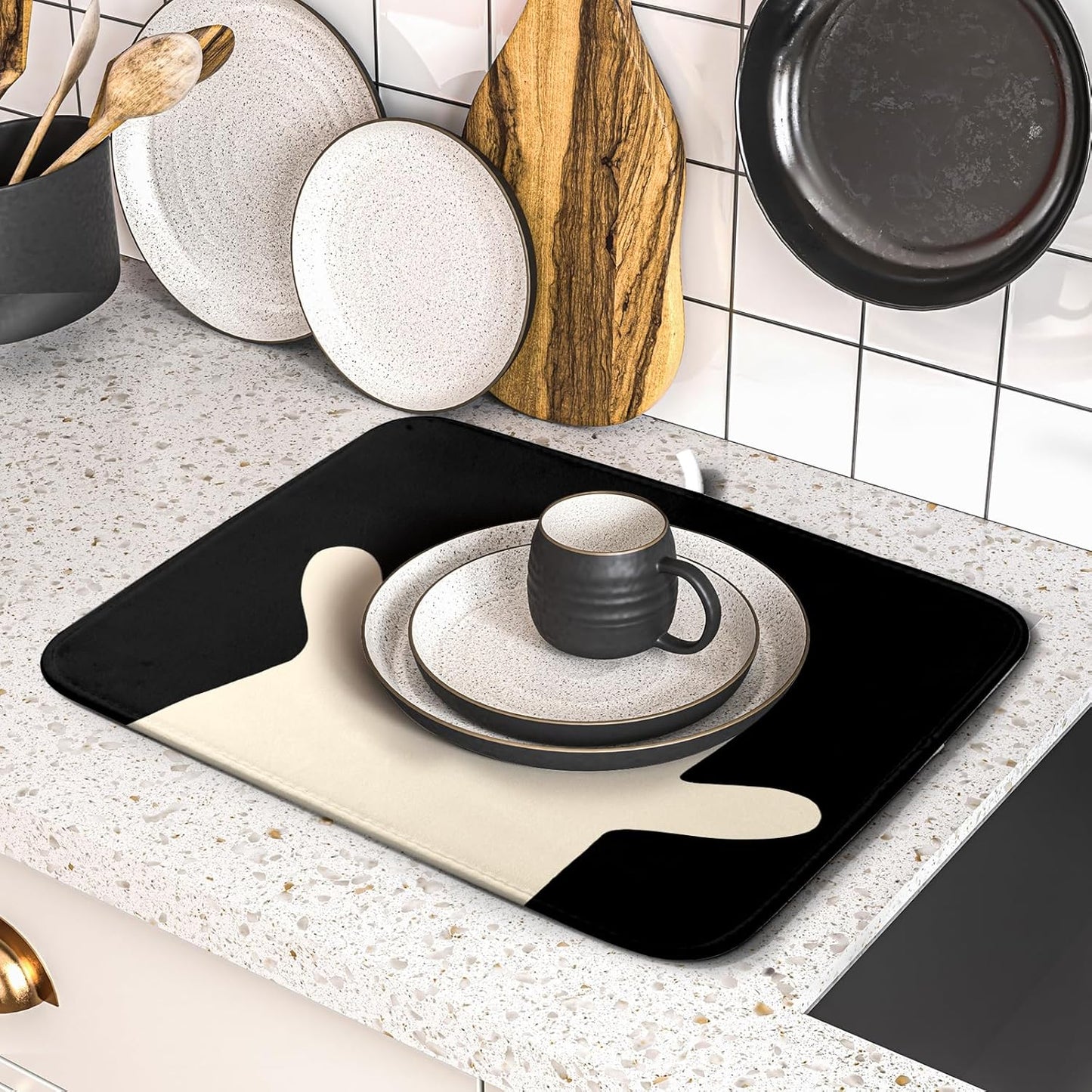 Halloween Dish Drying Mats for Kitchen Counter 16×18 Inch Halloween Ghost Spooky Festival Small Microfiber Drying Mat Kitchen Accessories Dish Rack Mat Drainer Pad Washable Absorbent