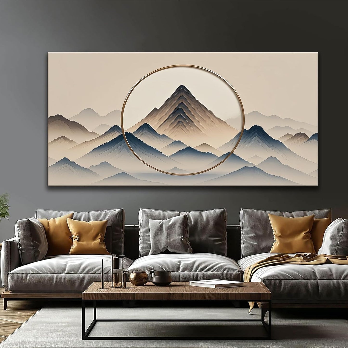 Suconvng Mountain Abstract Wall Art For Living Room Modern Canvas Art Wall Decor Bedroom Office Abstract Wall Art Mountain Landscapes Painting Decor Ready To Hang Wall Pictures 29×58 In