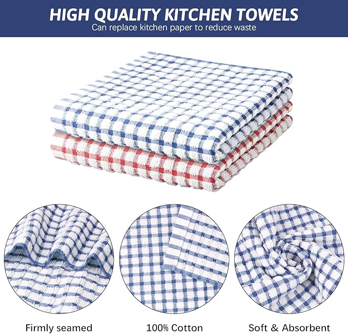 Nialnant 8 Pack Kitchen Towels, Dish Towels for Kitchen, 100% Cotton Dish Cloths for Washing Dishes, Quick Drying Reusable Cleaning Rag - 25 x 16 in