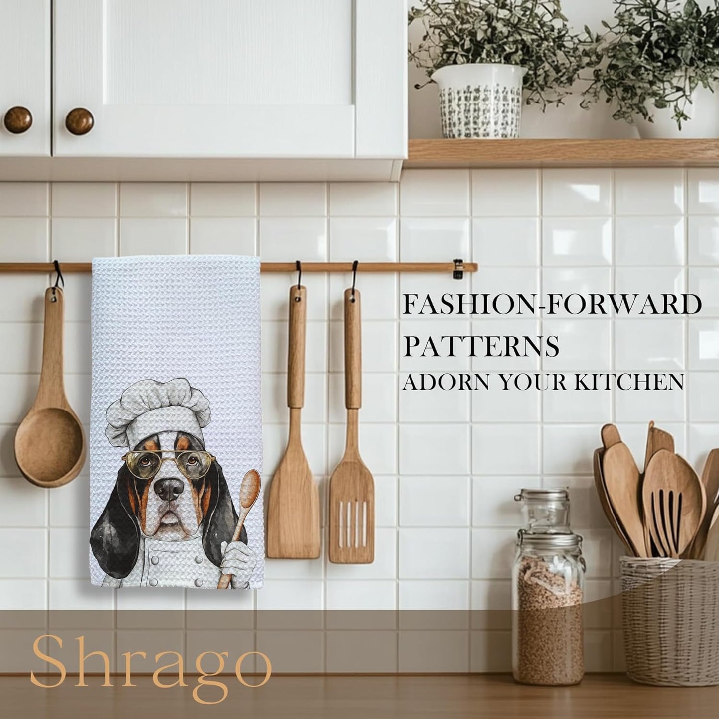 Funny Basset Hound Dog Kitchen Towels, Basset Hound Gifts for Women Dish Tea Towels for Kitchen, Dog Lovers Mom Dad Owner Gifts Decorative Hand Towels, 16x24 Inch