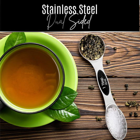 Nextop Stainless Steel Magnetic Measuring Spoons Set – 9 Pieces Dual-Sided Stackable Magnetic Teaspoons and Tablespoons for Dry & Liquid Ingredients – Kitchen Gadgets for Baking & Cooking – Black