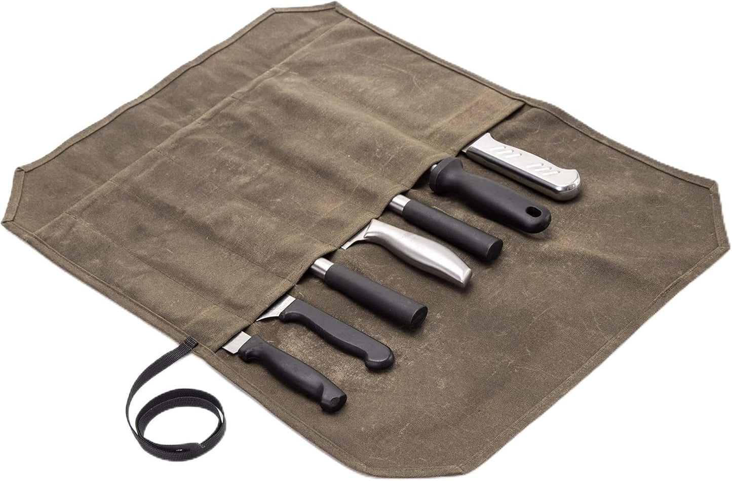 Chef’s Knife Roll Case, Waxed Canvas Cutlery Knives Holders Protectors, Home Kitchen Cooking Tools And Utensils Wrap Bag Wallet, Multi-Purpose Brush Roll Bag, Travel Tool Roll Pouch
