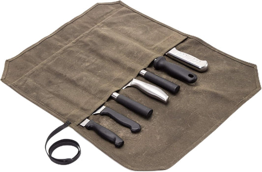 Chef’s Knife Roll Case, Waxed Canvas Cutlery Knives Holders Protectors, Home Kitchen Cooking Tools And Utensils Wrap Bag Wallet, Multi-Purpose Brush Roll Bag, Travel Tool Roll Pouch