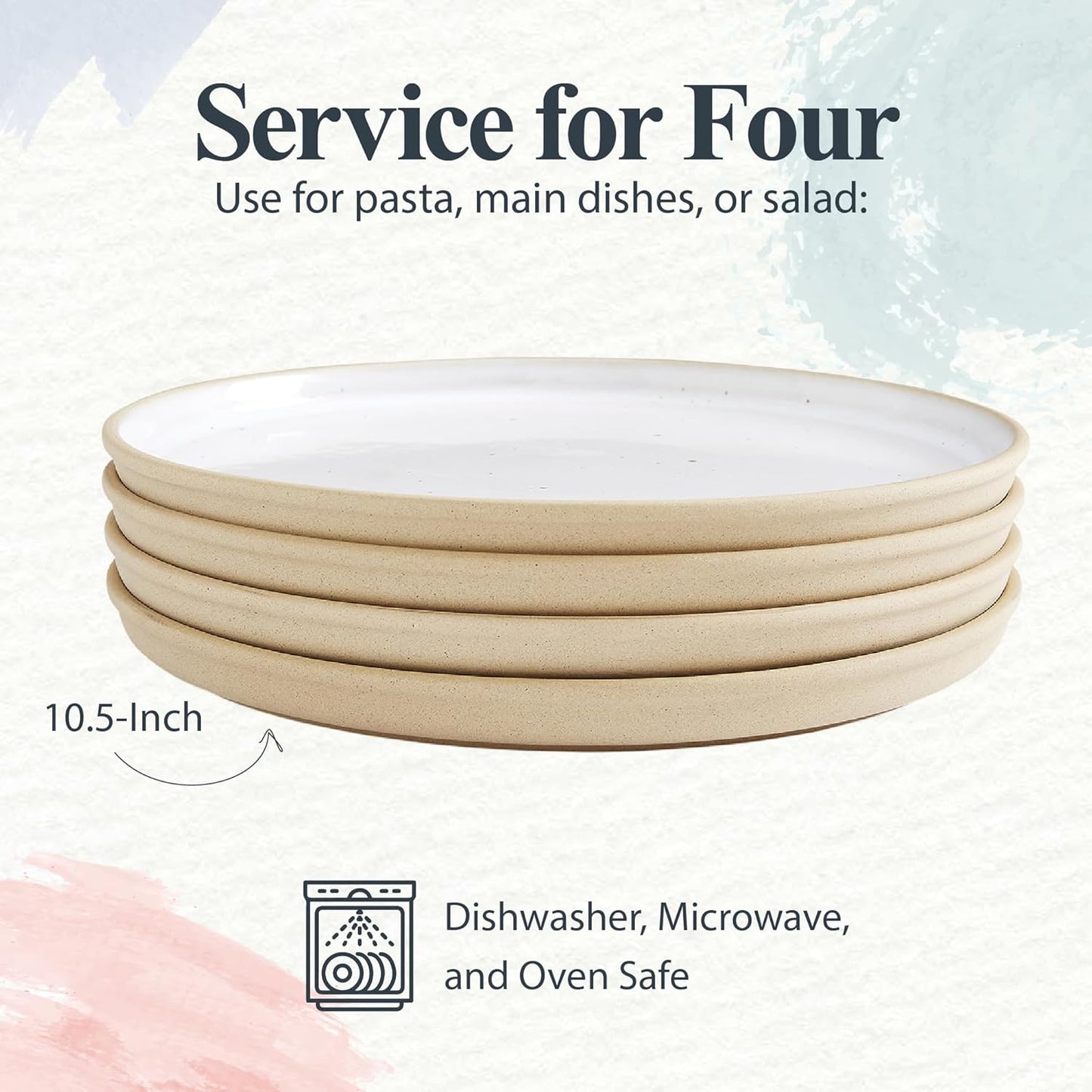 Portmeirion Minerals 10.5" Dinner Plate, Rose Quartz (Set of 4) - Modern Stoneware Plates, Artisan-Crafted with Gentle Curves, Durable for Dining, Microwave & Dishwasher Safe - Made in Portugal