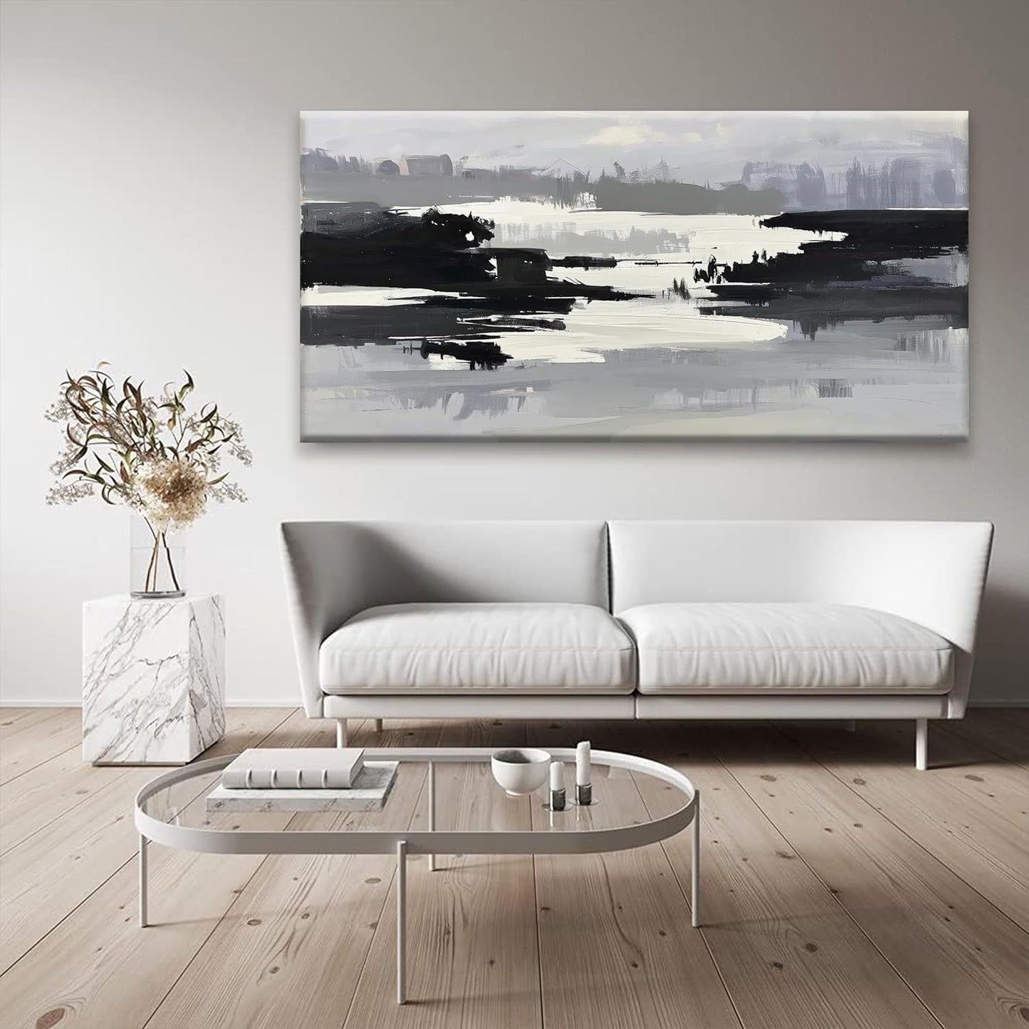 Abstract Wall Art Canvas Art Wall Decor For Living Room Decorations Large Black And Grey Abstract Wall Decor Office Abstract White Wall Art For Home Bedroom Kitchen Artwork 29x58 Inch