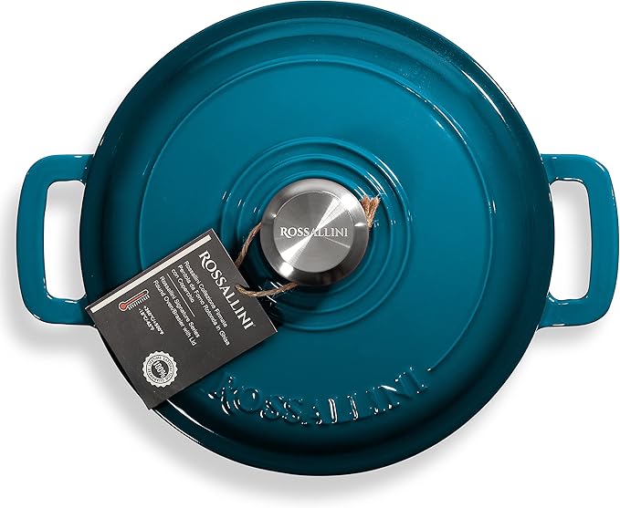 Signature Enameled Cast Iron Dutch Oven, Non-Stick Serving Pot with Tight Fitting Lid for Perfect Roasting, Baking, Sauteing, and Bread Making | 10Q (9.5L) - Ocean Blue
