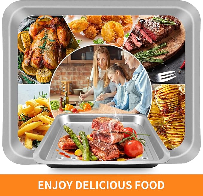 Air Fryer Grill Pan for Emeril Lagasse Dual Zone 360 Air Fryer Oven 25 QT Extra Large, 14''×12'' Steel Air Fryer Tray Accessories Grill Plate Crisper Plate Grill Pan Replacement Parts Rack