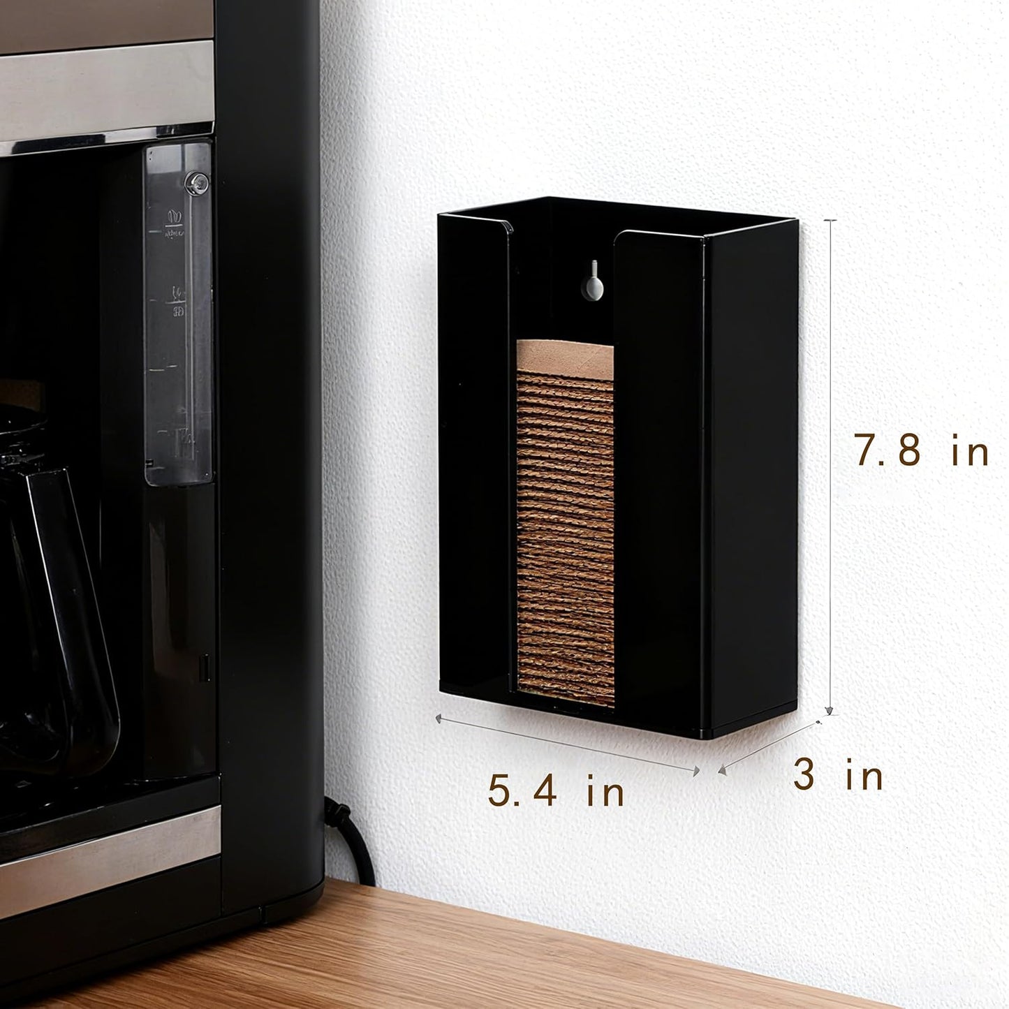 Coffee Cup Sleeve Organizer Rack-Acrylic Collar Holder Storage for Disposable Kraft Paper Cup Sleeves,Coffee Shop/Home/Kitchen Organization,Countertop or Wall Mount(Black)