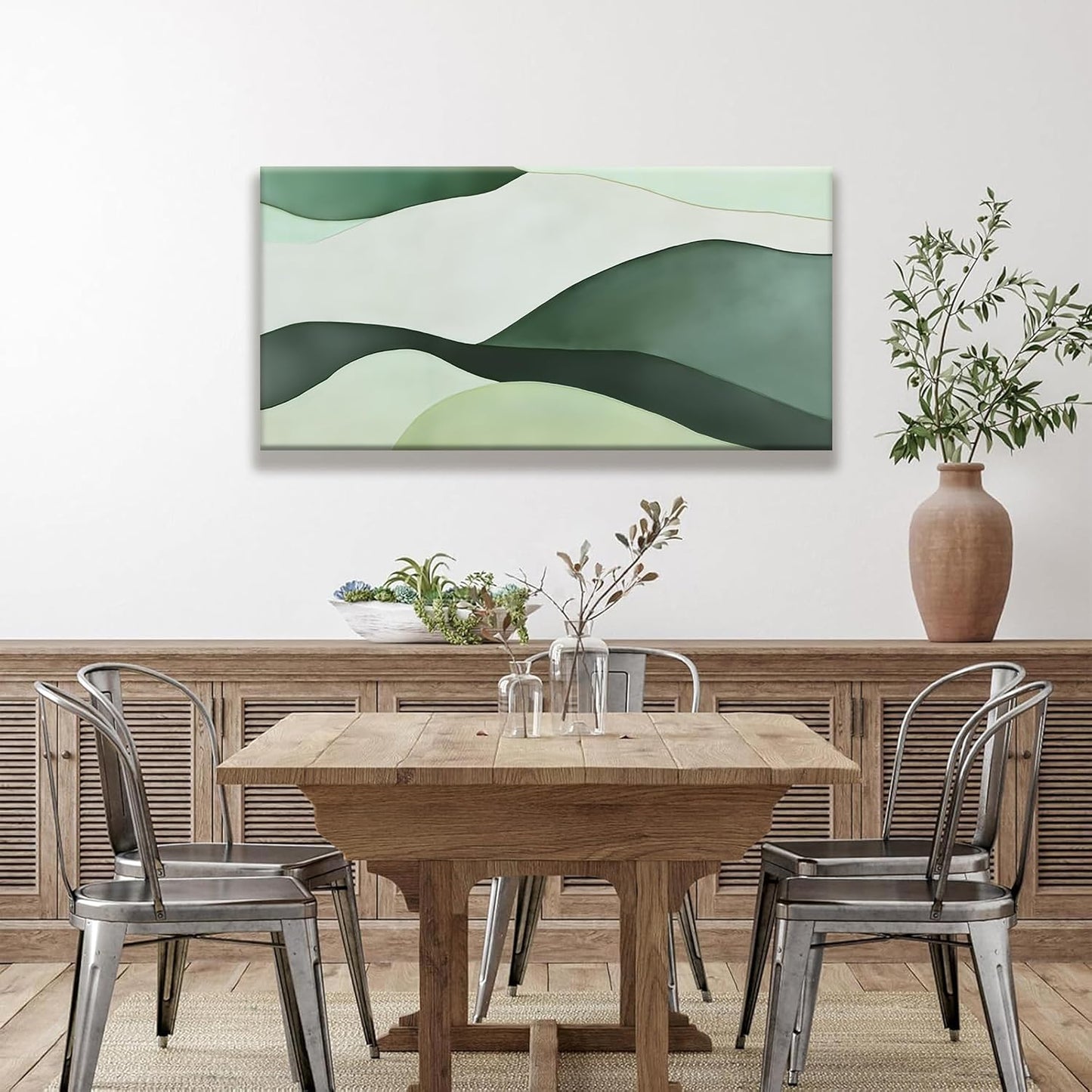 Suconvng Abstract Canvas Art Wall Decor Green White Wall Art Irregular Shapes Painting Abstract Art Prints Minimalist Decor Artwork For Bedroom Kitchen Office Bathroom Wall Art 20"×40"