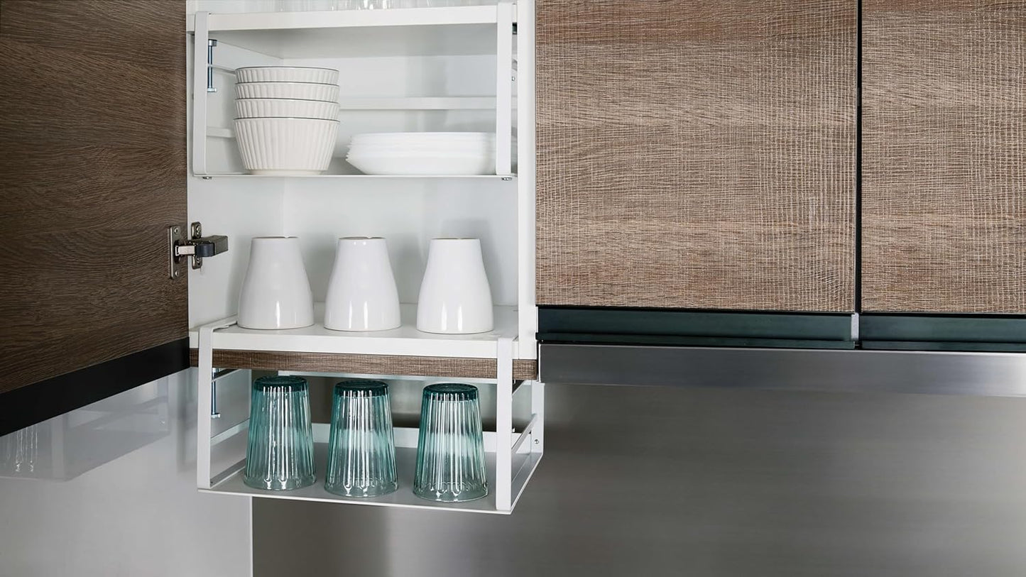 Nxconsu 2Pack Under Shelf Storage Basket Organizer Hanging Holder for Kitchen Cabinet Pantry Cupboard Closet Desk Bookshelf Organization Space Saver Heavy Duty Slide-in Adjustable Mounting Clamp White