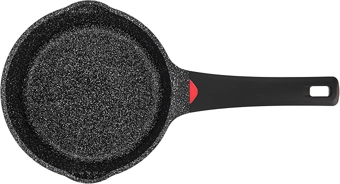 7 Inch Non Stick Sauce Pan with Glass Lid & Pour Spout - Lightweight 1.8 Quart Ceramic Coated Saucepan - Multipurpose Induction Compatible PFOA Free Small Cooking Pot with Stay Cool Handle (Black)