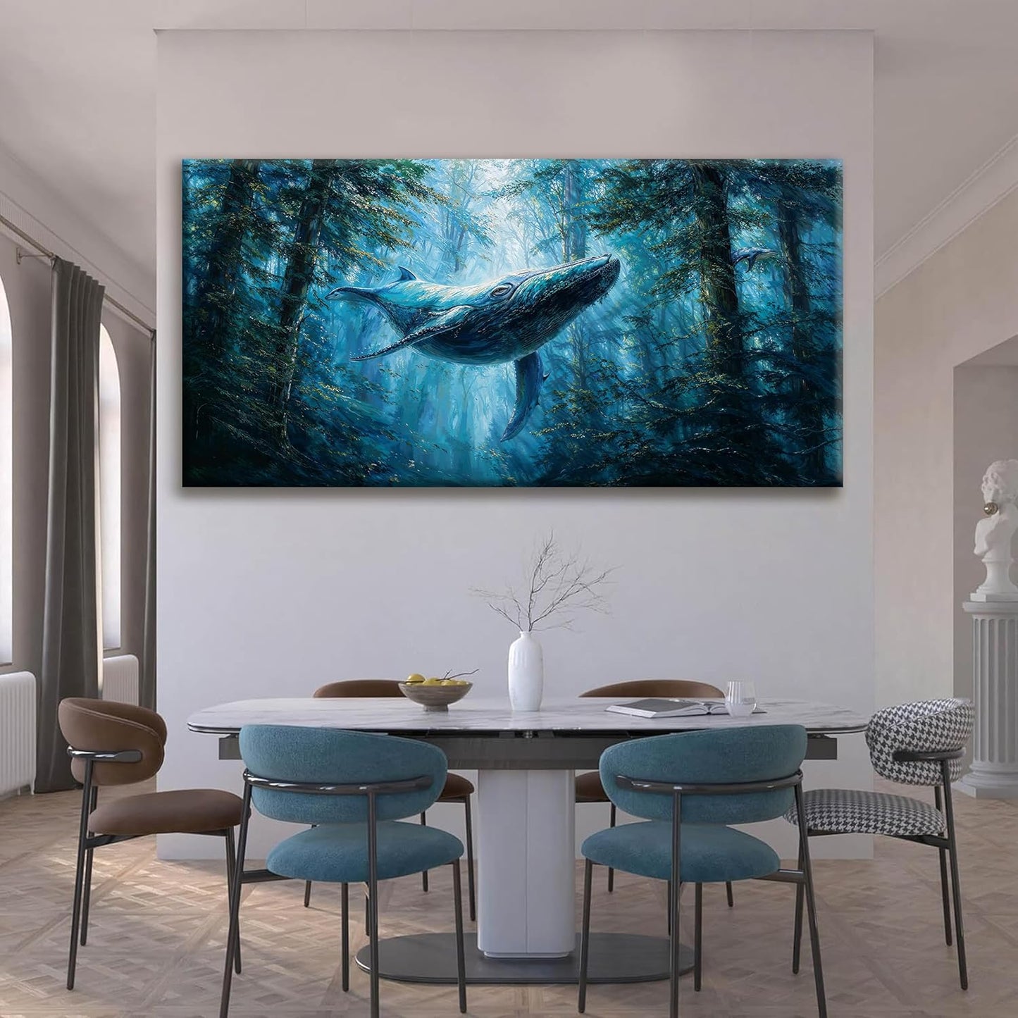 Wall Art For Living Room Large Size Canvas Art Wall Decor For Office Modern Bedroom Decorations Blue Whale Landscape Pictures Paintings Artwork Wall Mural Aesthetic Artwork 29 X 58 In