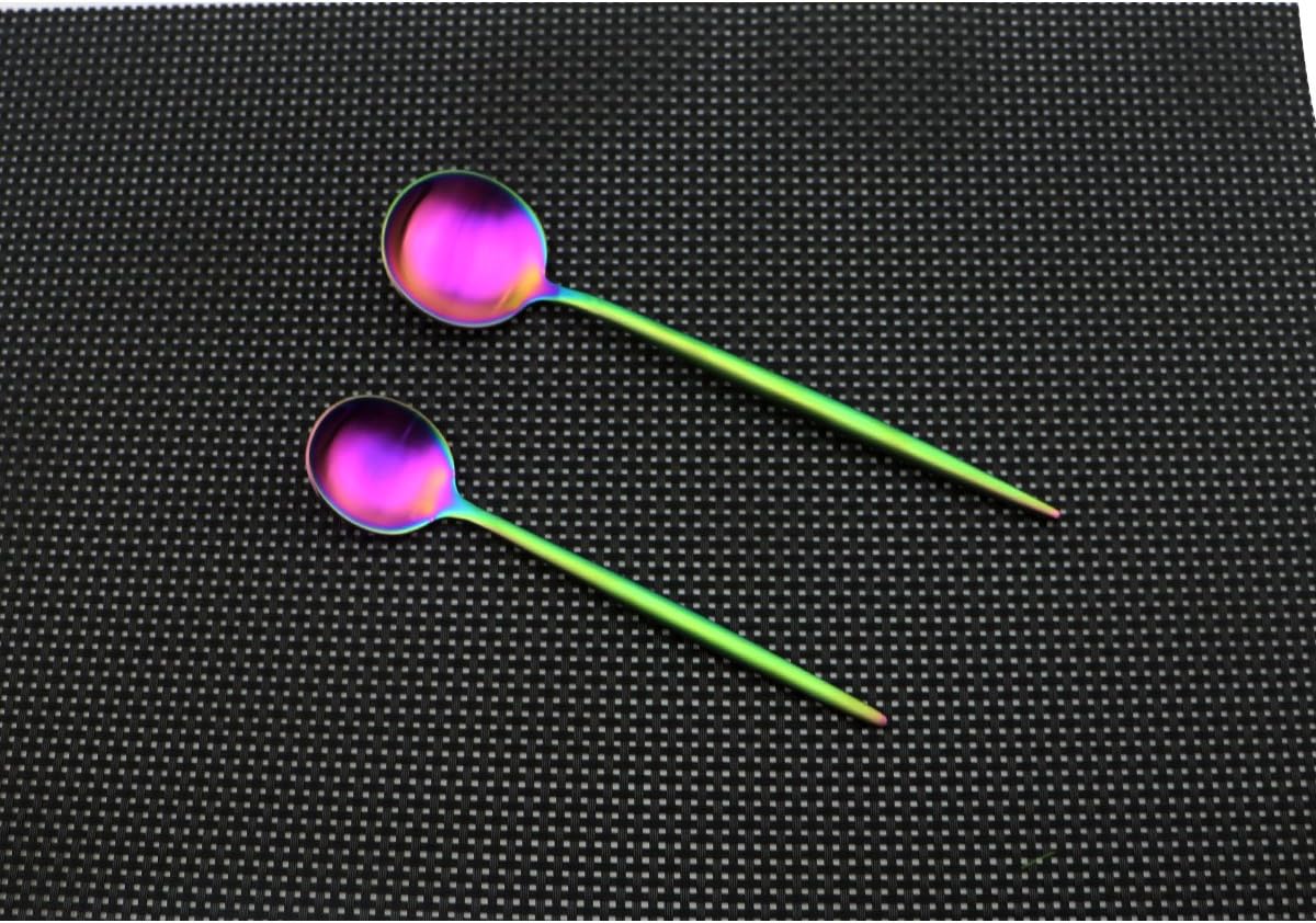 Iridescent Rainbow Multicolor Flatware 20 Pieces Tableware Set Cutlery Set Dinnerware Anti-rust Utensil Set,Salad Spoons Knives and Dessert Forks, Service for 4