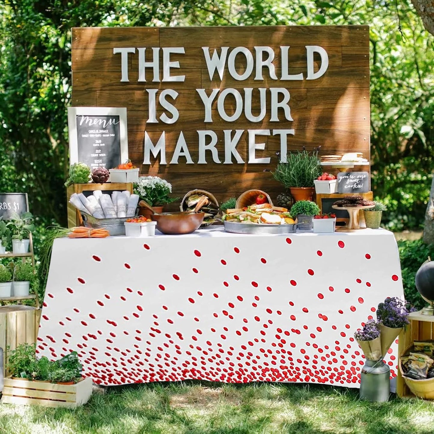 White Plastic Table Cloth 4 Pack Disposable Plastic Table Cloth Party Table Cover Red Dot Party Table Clothes for Baby Shower Gender Reveal Birthday Party Decorations 54" X 108" (White 4 Pack)