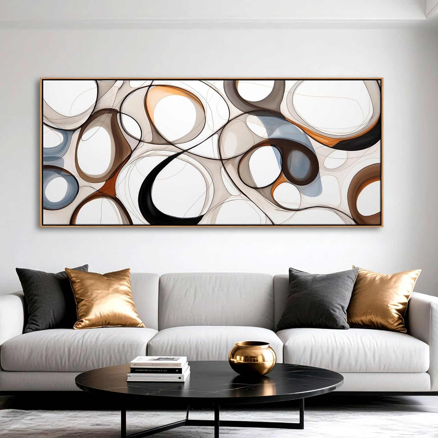 Large Modern Wall Art for Lving Room-Textured Abstract Canvas Wall Art Framed Artwork for Walls Bedroom Wall Decor Above Bed Brown and Blacke office Decorations