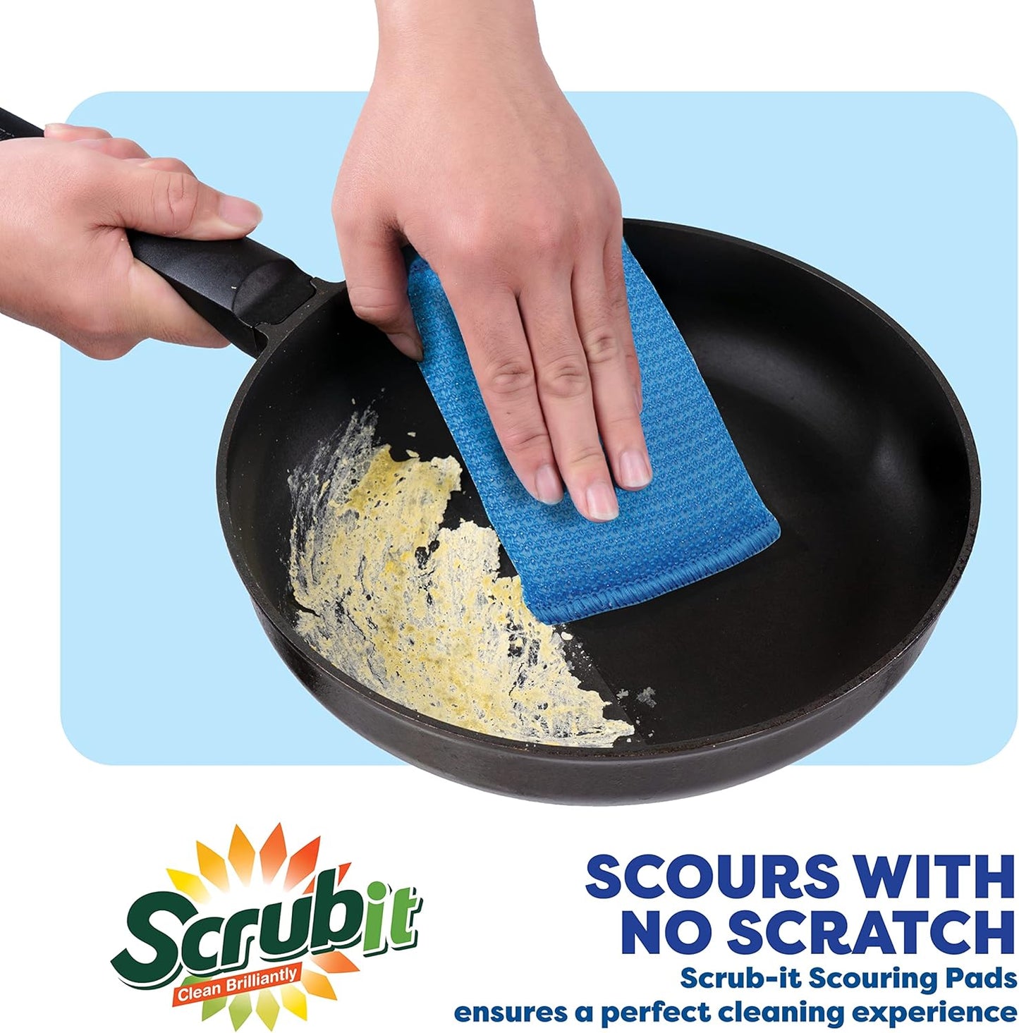SCRUBIT Multi-Purpose Scouring Pad - Non-Scratch Cleaning Sponges for Pots, Pans, Dishes, Utensils & Non-Stick Cookware - Scrubbing Pads Use for Kitchen, Bathroom - 6 Pack Dish Sponge - (Colored)