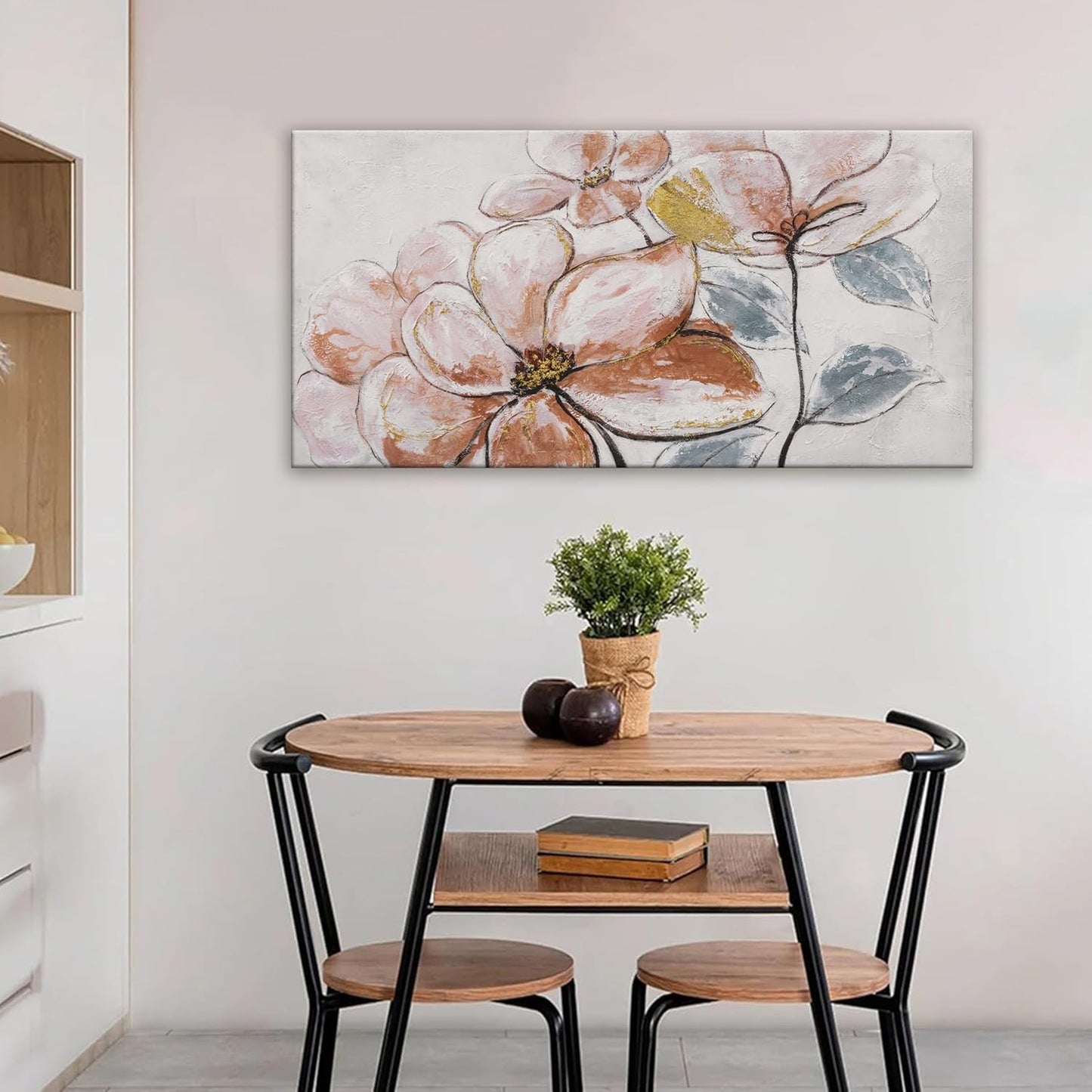 YISXINOAG Canvas Art Wall Decor Print Paintings Brown Pink Flower White Wall Art Prints Decor Ready To Hang For Bathroom Bedroom And Office Kitchen Home Wall Decor Artwork 20"×40"