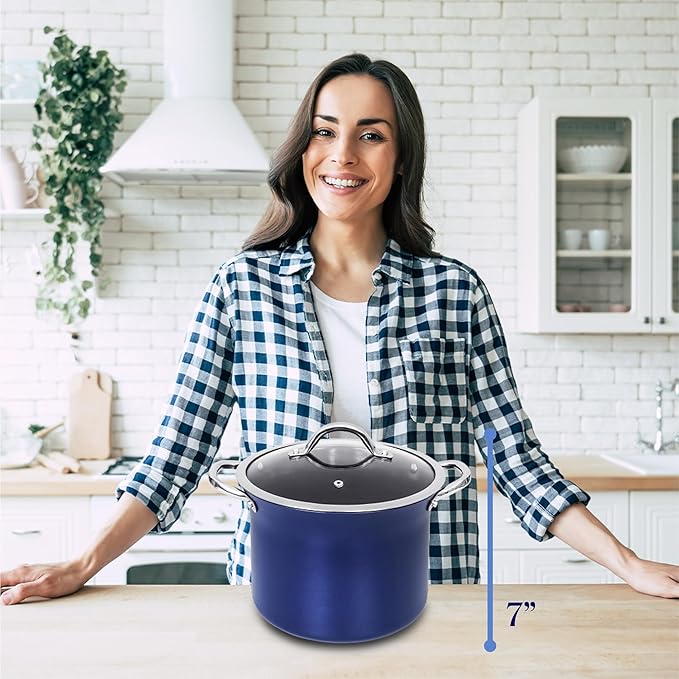 CONCORD Sapphire Nonstick 7 Quart Stock Pot Cookware Set (Induction Compatible)