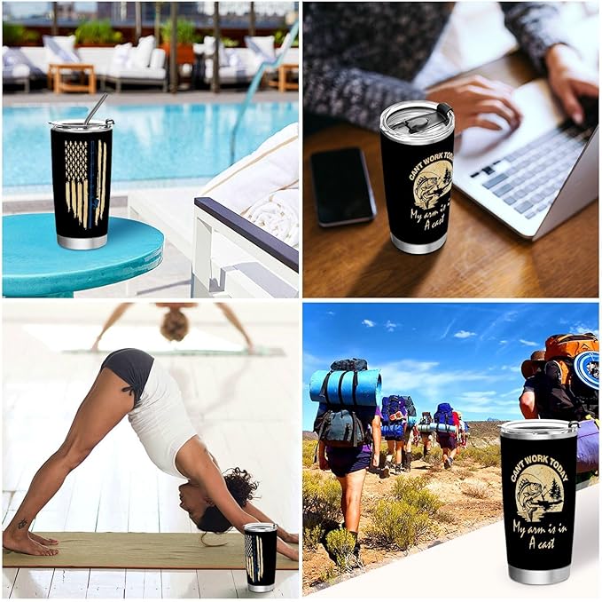 JUDIAN 20oz Fisherman Tumblers - Coffee Travel Mug Gifts for Husband, Dad, Grandpa, Boyfriend - Fishing Accessory