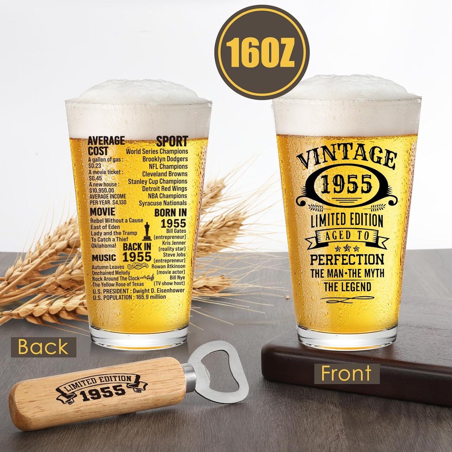 70th Birthday Gifts For Men 1955 Vintage Beer Glass 70 Year Old Birthday Decorations For Him 70th Bday Funny 70th Birthday Gifts Idea For Man Over 70 - Turning 70