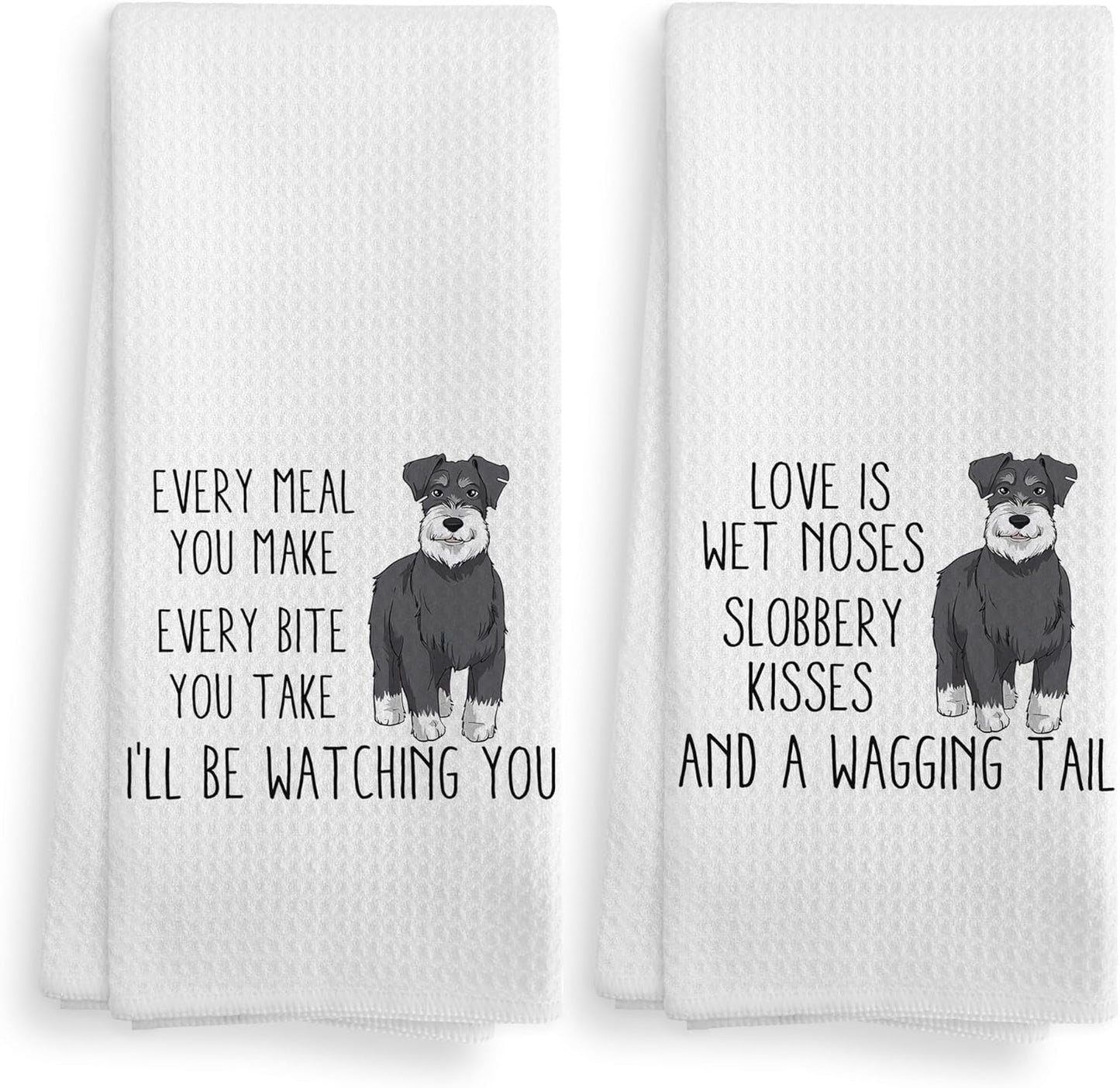 Schnauzer Towel - 2 Piece Kitchen Towel Set for Schnauzer Fans - 1624 Inches