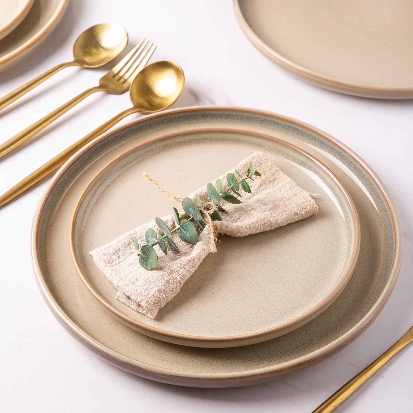 AmorArc Stoneware Dinnerware Sets,Round Reactive Glaze Ceramic Plates and Bowls Sets,Highly Scratch Resistant | Dishwasher & Microwave Safe Dishes,Service for 6 (18pc)