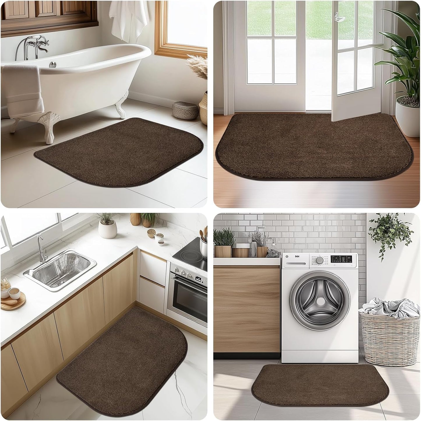 Washable Kitchen Rug 24" x 82" / 60cm x 210cm, Non Slip Kitchen Mat for Floor, Absorbent Indoor Entryway Runner Rug for Hallway, Laundry, Bathroom, Bedroom (Roll Packing)