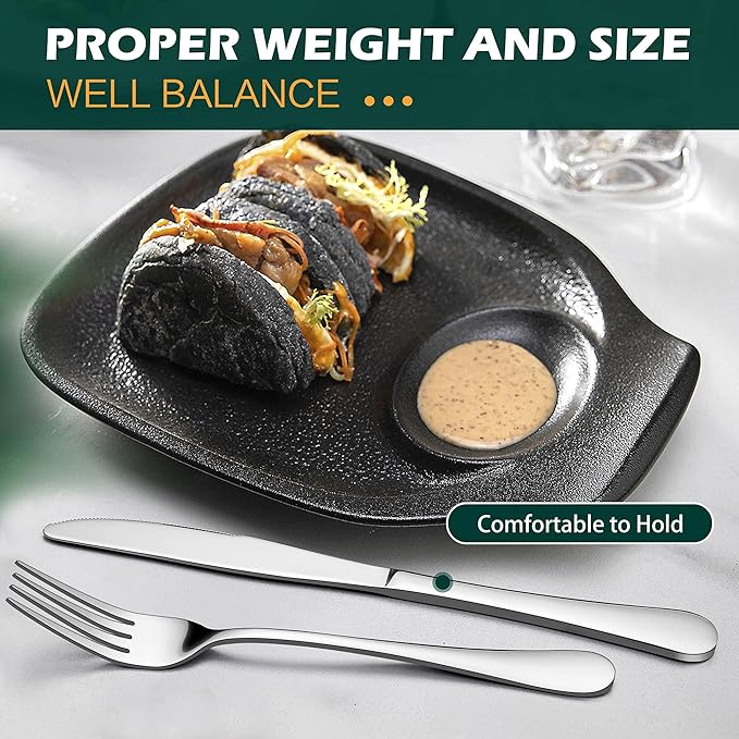 LIANYU 20 Piece Silverware Flatware Cutlery Set, Stainless Steel Utensils Service for 4, Include Knife Fork Spoon, Mirror Polished, Dishwasher Safe