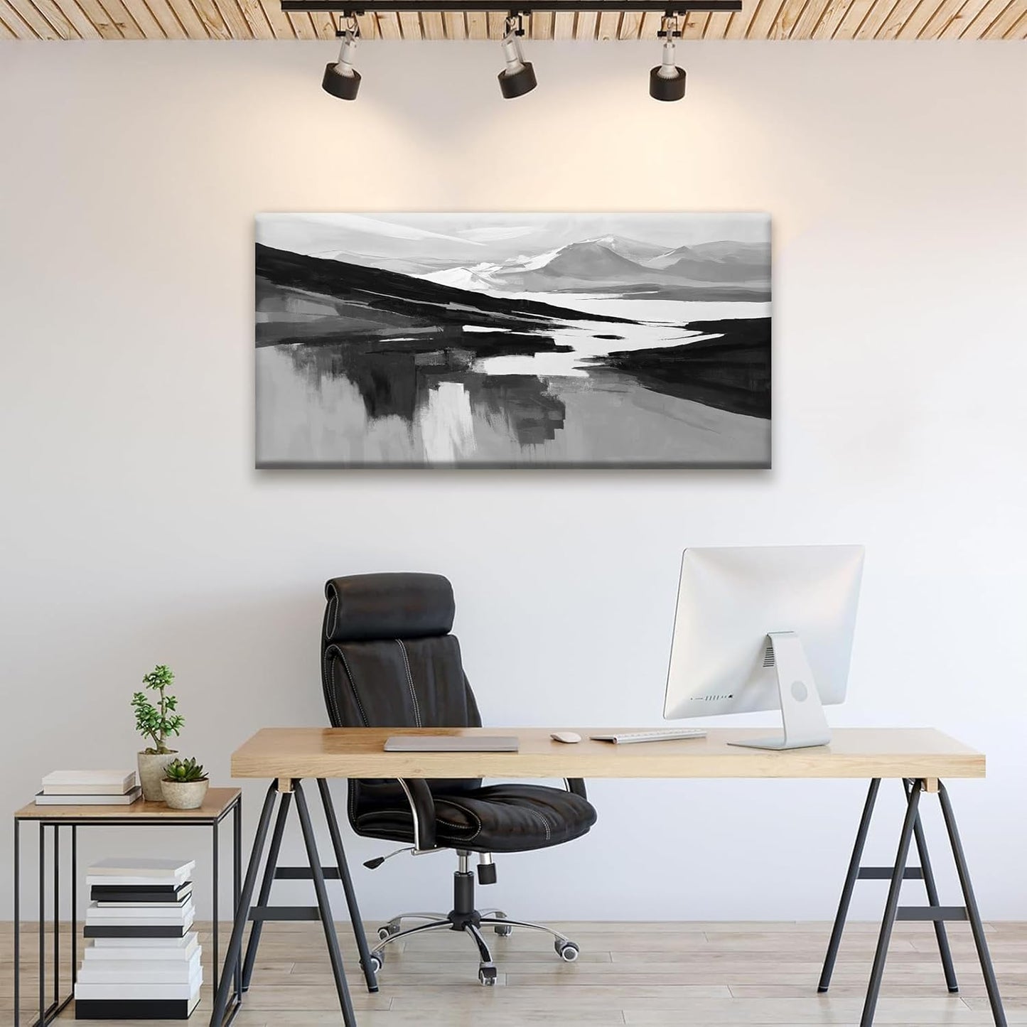 Abstract Wall Art Decor Grey White Wall Art Painting Canvas Art Wall Decor Prints Minimalist Abstract Black Wall Decor For Living Room Wall Bedroom Kitchen Office Artwork 24"×48"