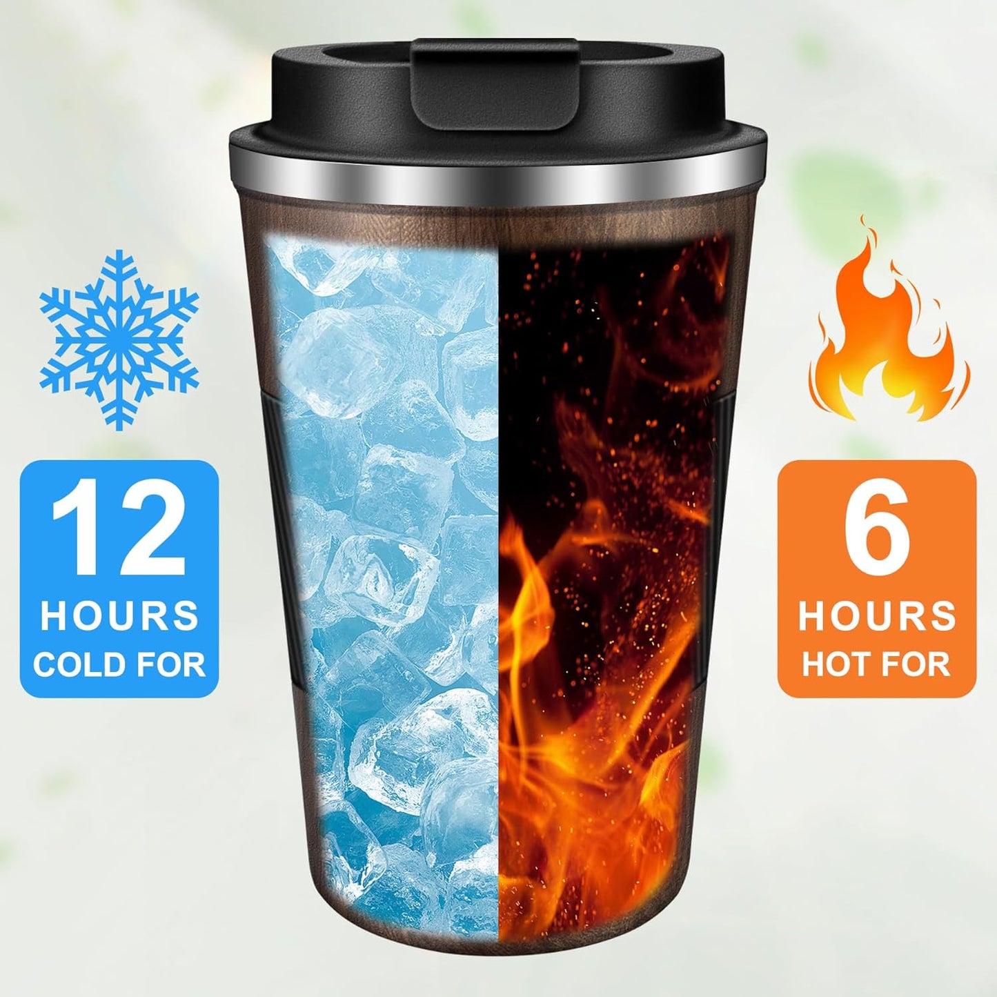 Coffee Travel Mug 12oz Insulated Coffee Mug with Lid Portable Spill-Proof Coffee Travel Mug No Handle Reusable Stainless Steel Mug Keeps Cold and Hot Suitable for Car, Daily, Travel and Gifts