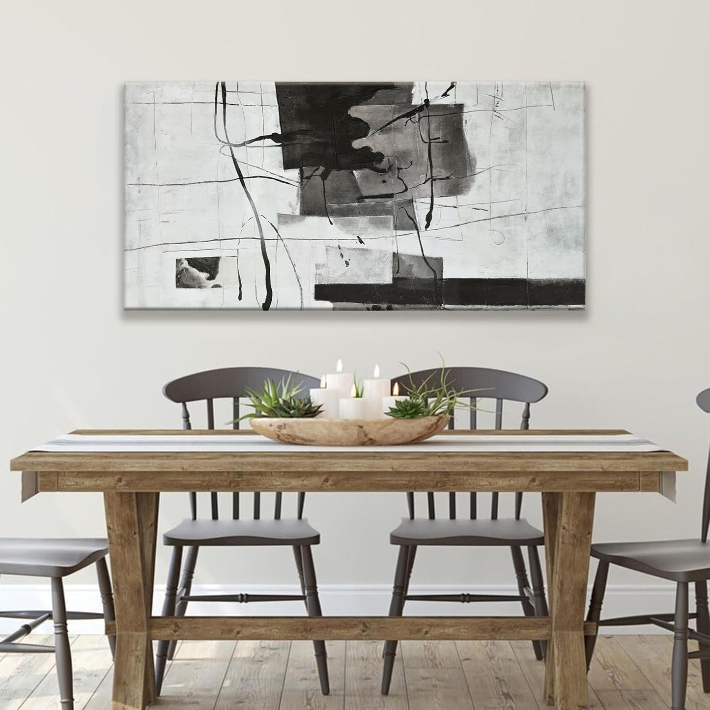 Suconvng Black And White Wall Art Abstract Wall Decor Modern Artwork Canvas Prints Picture Canvas Art Wall Decor Modern Wall Artwork Bedroom Living Room Office Decoration Ready To Hang 24"X48"