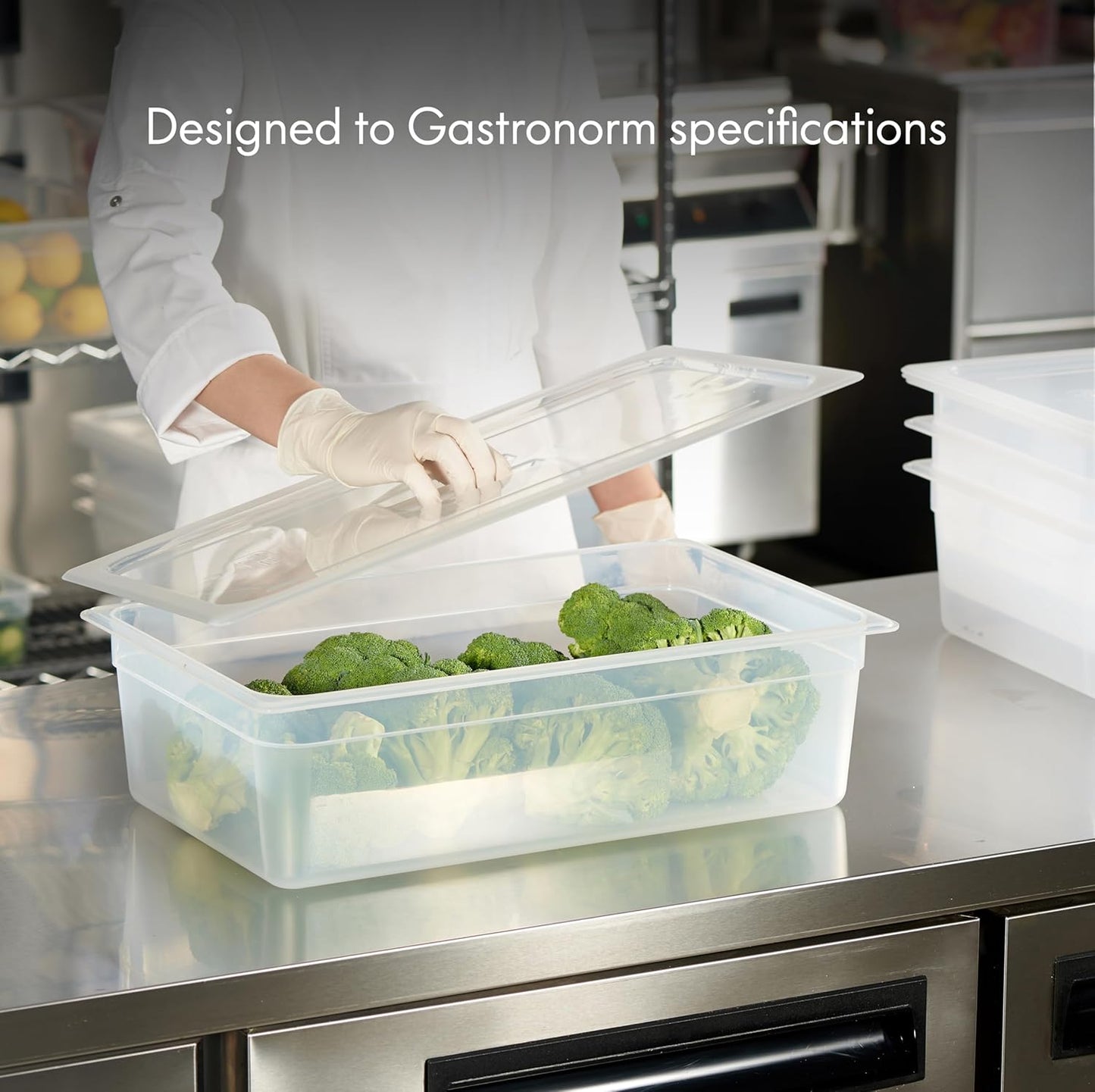 CURTA 4-Pack Full Size 6" Deep Food Pan with Handled Lid – NSF Commercial-Grade Translucent Polypropylene, Stackable Freezer-safe Storage for Restaurants, Catering & Buffets