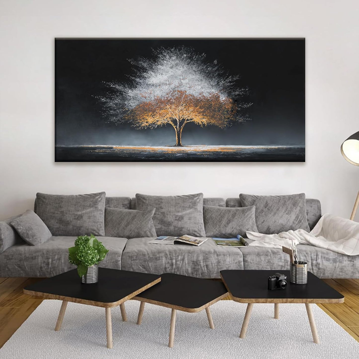 Large Canvas Wall Art For Living Room Home Wall Decor Burning Gray Tree Of Life Wall Art Decor Modern Artwork Abstract Art Prints Bedroom Kitchen Office 29x58 Inch Canvas Prints