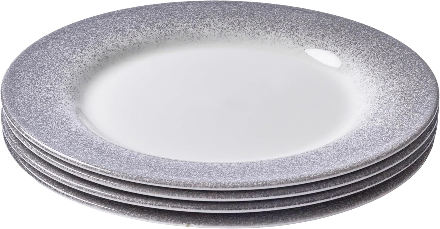 Portmeirion Potter's Mist Dinner Plate (Set of 4) - 10.5" Earthenware Plates with Classic Mist Rim - Microwave, Dishwasher, Freezer, Oven Safe - Ideal Modern Dinnerware Set (Grey Mist)