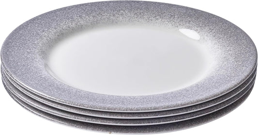 Portmeirion Potter's Mist Dinner Plate (Set of 4) - 10.5" Earthenware Plates with Classic Mist Rim - Microwave, Dishwasher, Freezer, Oven Safe - Ideal Modern Dinnerware Set (Grey Mist)