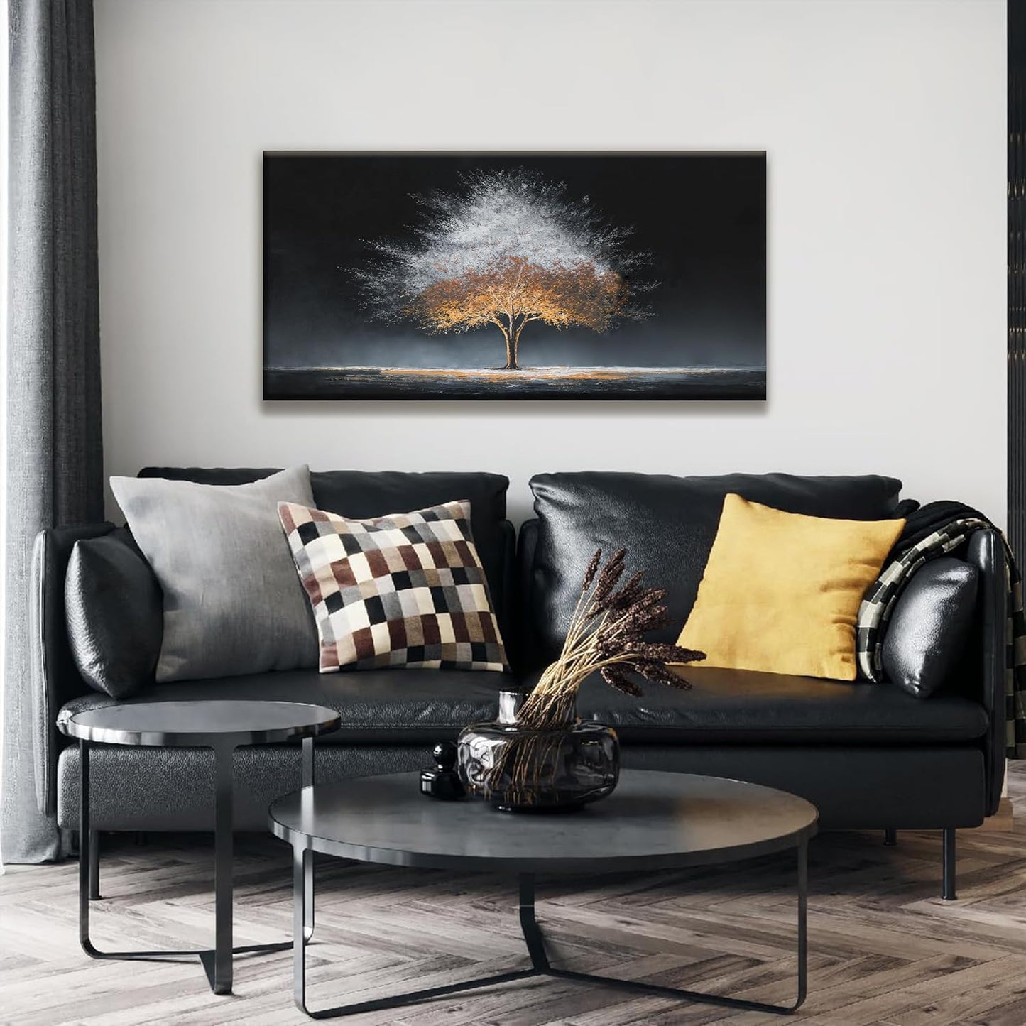 Canvas Art Wall Decor Burning Gray Tree Of Life Wall Art For Living Room Modern Artwork Ready To Hang Abstract Wall Art Prints Bedroom Kitchen Office 24x48 Inch Canvas Prints