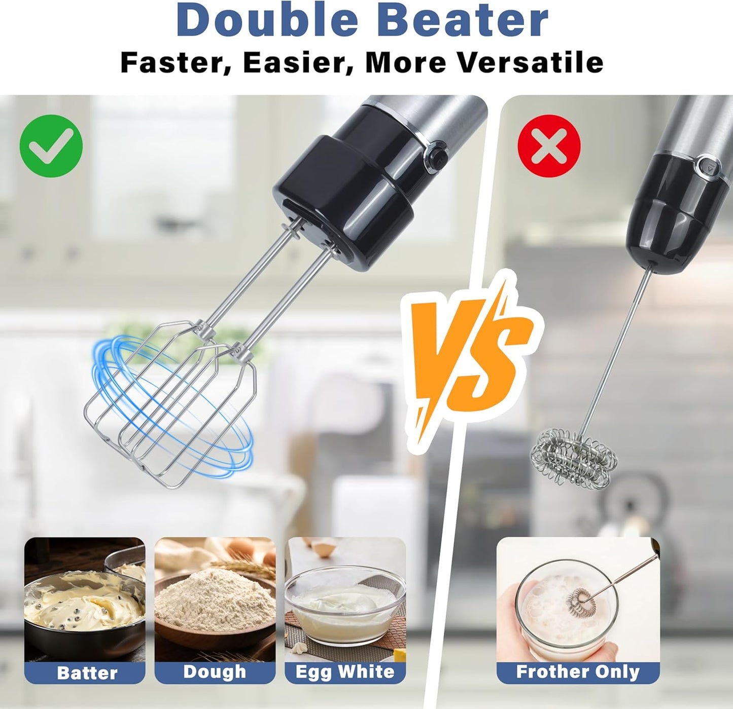 Immersion Blender Handheld, 5 in 1 Hand Blender, 12 Speed Stainless Seel Immersion Blender, Whisk, Chopper, Beaker, Beaters