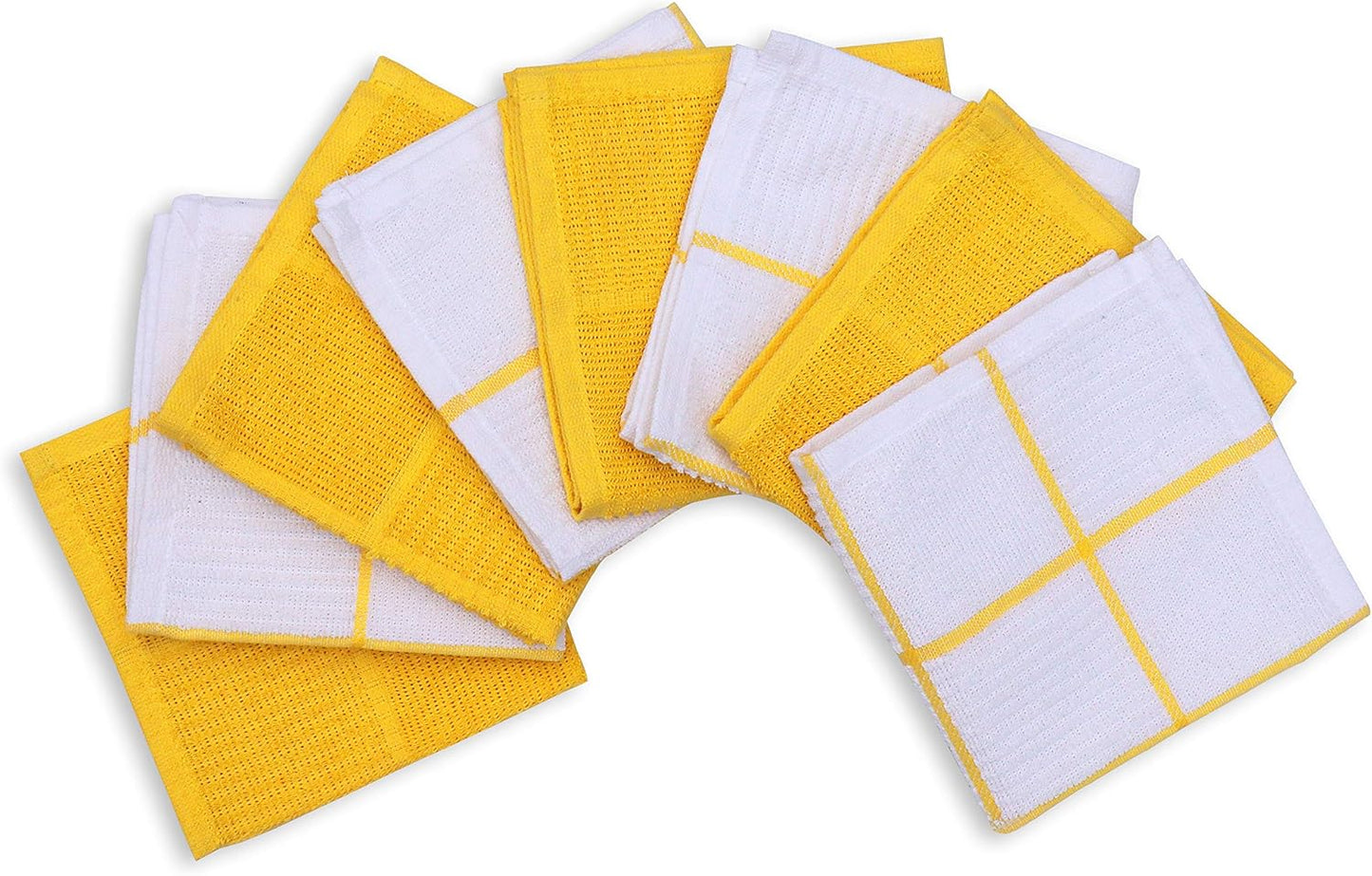 AMOUR INFINI Dish Cloths for Washing Dishes Set of 8 - Highly Absorbent, Super Soft Kitchen Dishcloths - Reusable Quick Dry Dish Rags for Cleaning & Drying Kitchen Linens (12x12 Inch - Yellow)