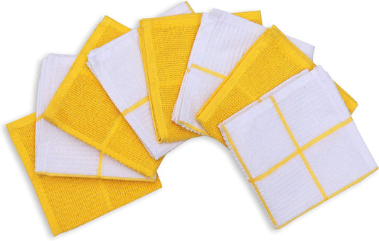 AMOUR INFINI Dish Cloths for Washing Dishes Set of 8 - Highly Absorbent, Super Soft Kitchen Dishcloths - Reusable Quick Dry Dish Rags for Cleaning & Drying Kitchen Linens (12x12 Inch - Yellow)