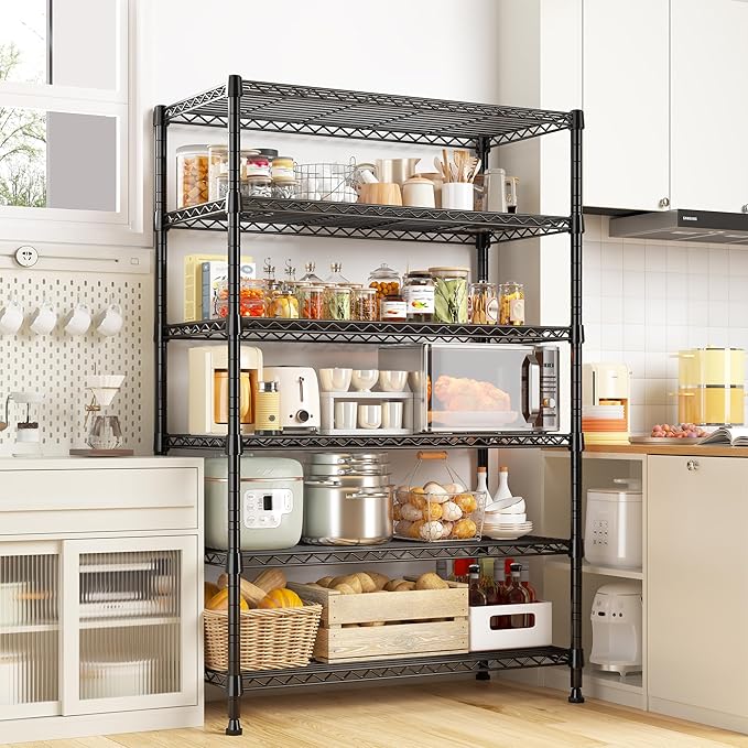 REIBII 71" H Metal Shelves 6 Tier Storage Shelves 1200LBS Adjustable Shelving Units and Wire Shelving Unit Storage Rack Shelf Metal Shelving, 71" H x 29" W x 14" D