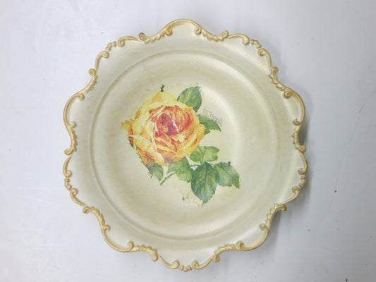 GAC Italian Hand Painted 'Country Flowers' Small Decorative Serving Bowl - Nut Bowl, Candy Dish, Centerpiece Bowl - Brass - Limited Edition 7"