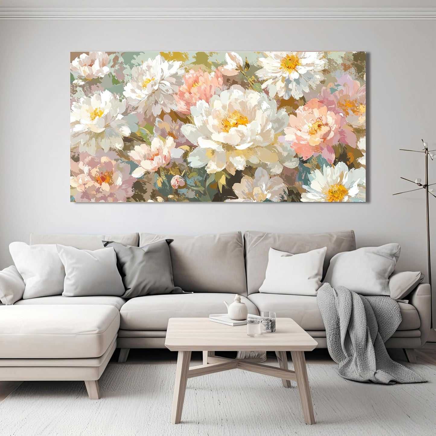 Canvas Wall Art Decor Large Wall Art for Living Room Colorful Flowers Wall Art Prints Artwork for Walls Botanical Wall Art Pictures Modern Canvas Art Wall Decor Bedroom Office Decorations 24" X 48"