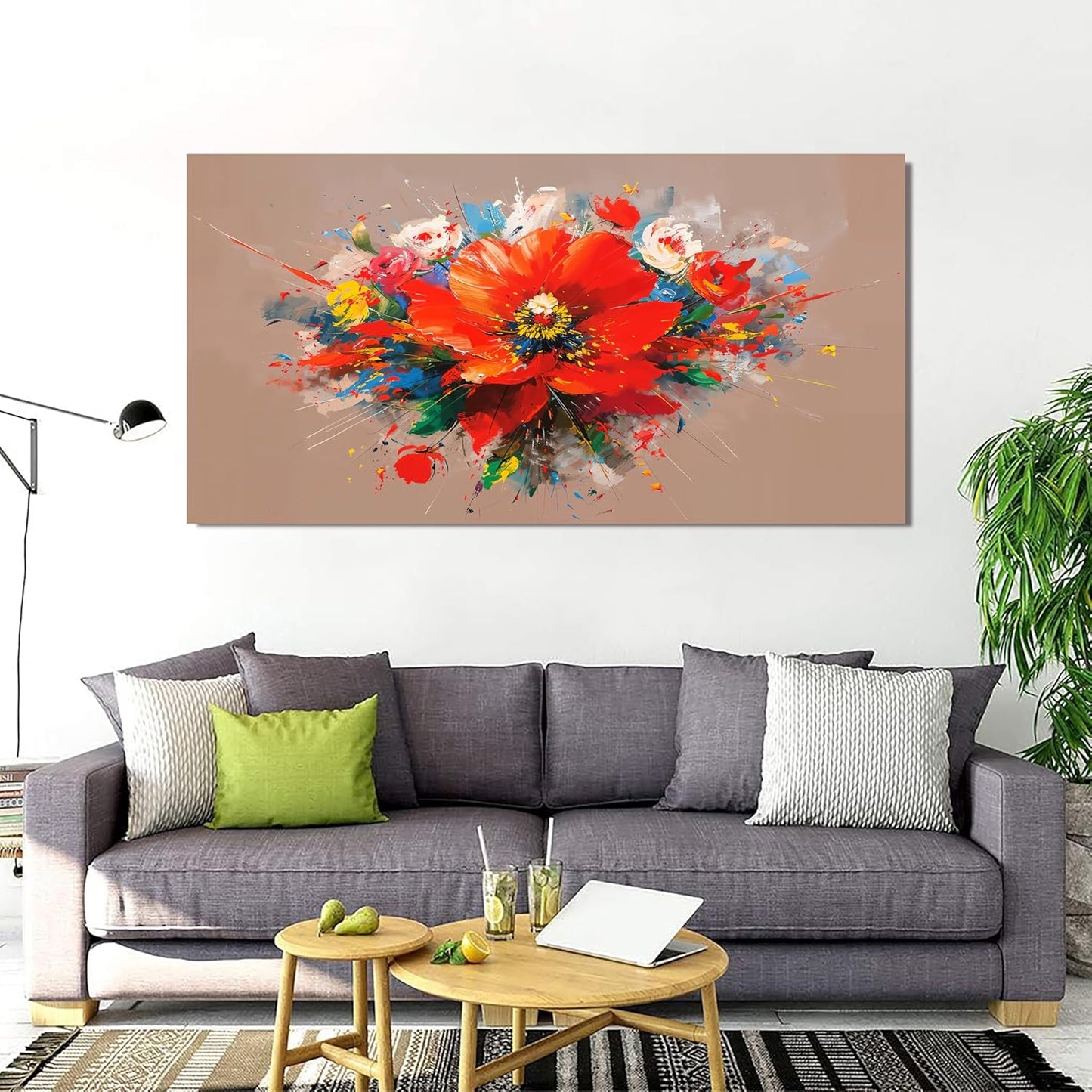 Canvas Oversized Wall Art Decor Modern Large Wall Art for Living Room Canvas Art Wall Decor Colorful Botanical Wall Art Prints Flowers Artwork for Walls Bederoom Office Home Decor Aesthetic 29" X 58"