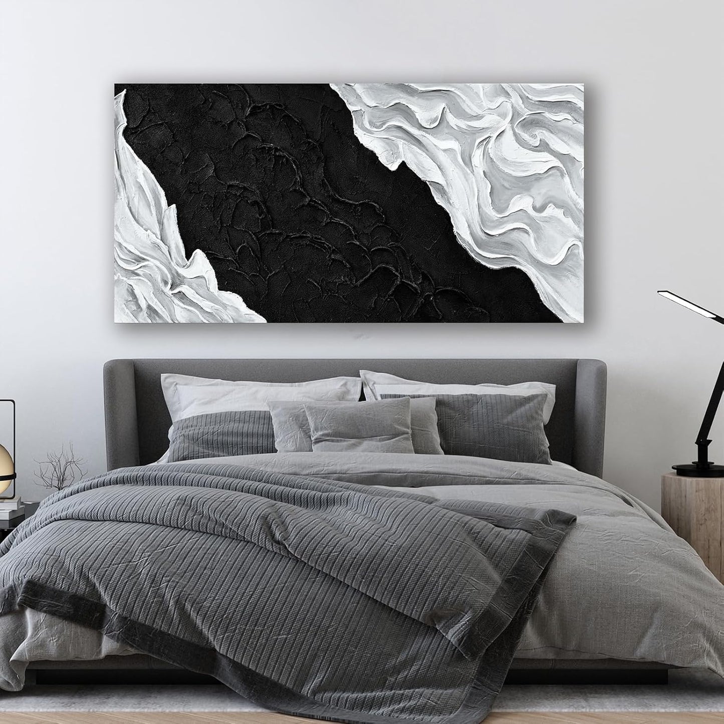 YISXINOAG Large Abstract Wall Art For Living Room Black And White Canvas Art Wall Decor Picture Painting Maximalist Decor Artwork For Bedroom Dinning Room Canvas Art Modern Home Wall Decor 29x58 In