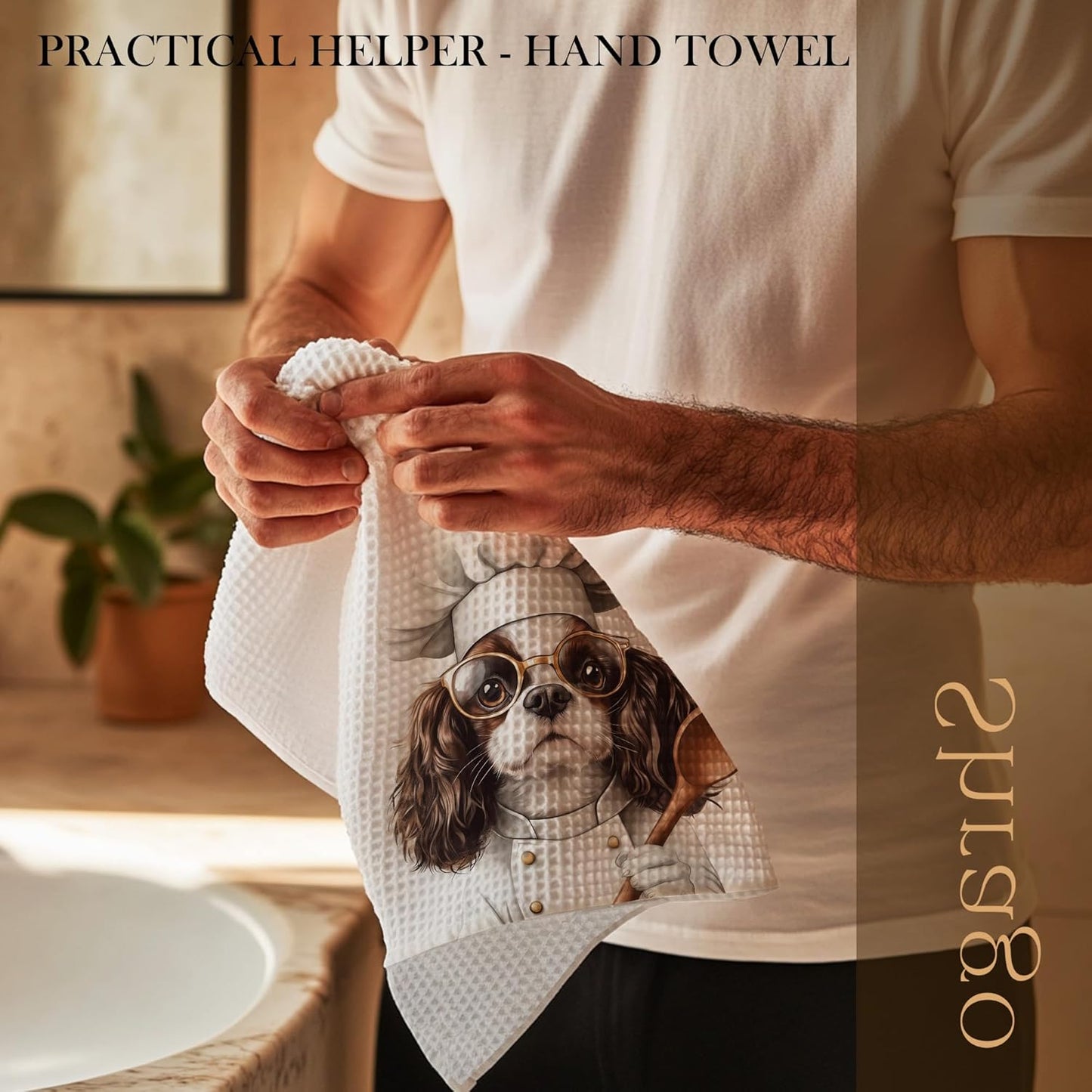 Funny Cavalier King Charles Spaniel Dog Kitchen Towels, Cavalier King Charles Spaniel Gifts, Dish Tea Towels for Kitchen, Dog Lovers Mom Dad Owner Gifts Decorative Hand Towels, 16x24 Inch