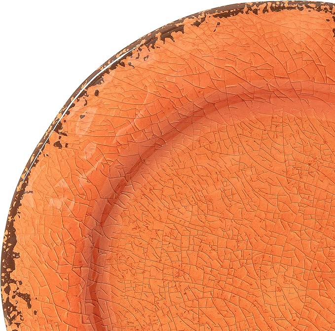 LEHAHA 12 Piece Crackle Lightweight Melamine Dinnerware Set-Service for 4, break-resistant and Durable Rustic Plates and Bowls Dishware Sets Perfect for Patio and Outdoor Activities