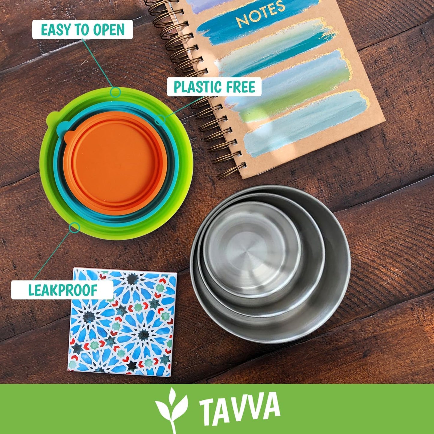 TAVVA 4 X 7 oz Stainless Steel Snack Containers with Lids - Leakproof w/Silicone Lids - BPA Free - Dishwasher & Freezer Safe - Portable & Reusable - Stainless Steel Storage Food Snack Containers